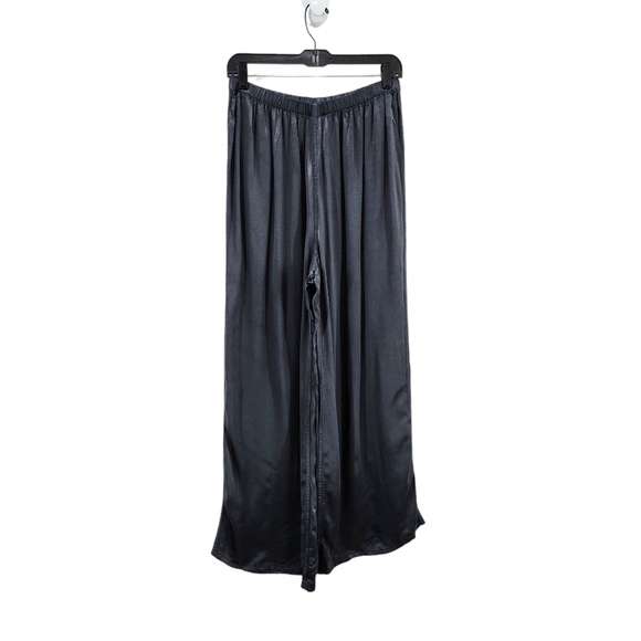 Mike & Tod Women's Flowy Wide Leg Satin Pants Dark Gray- L - Picture 1 of 5